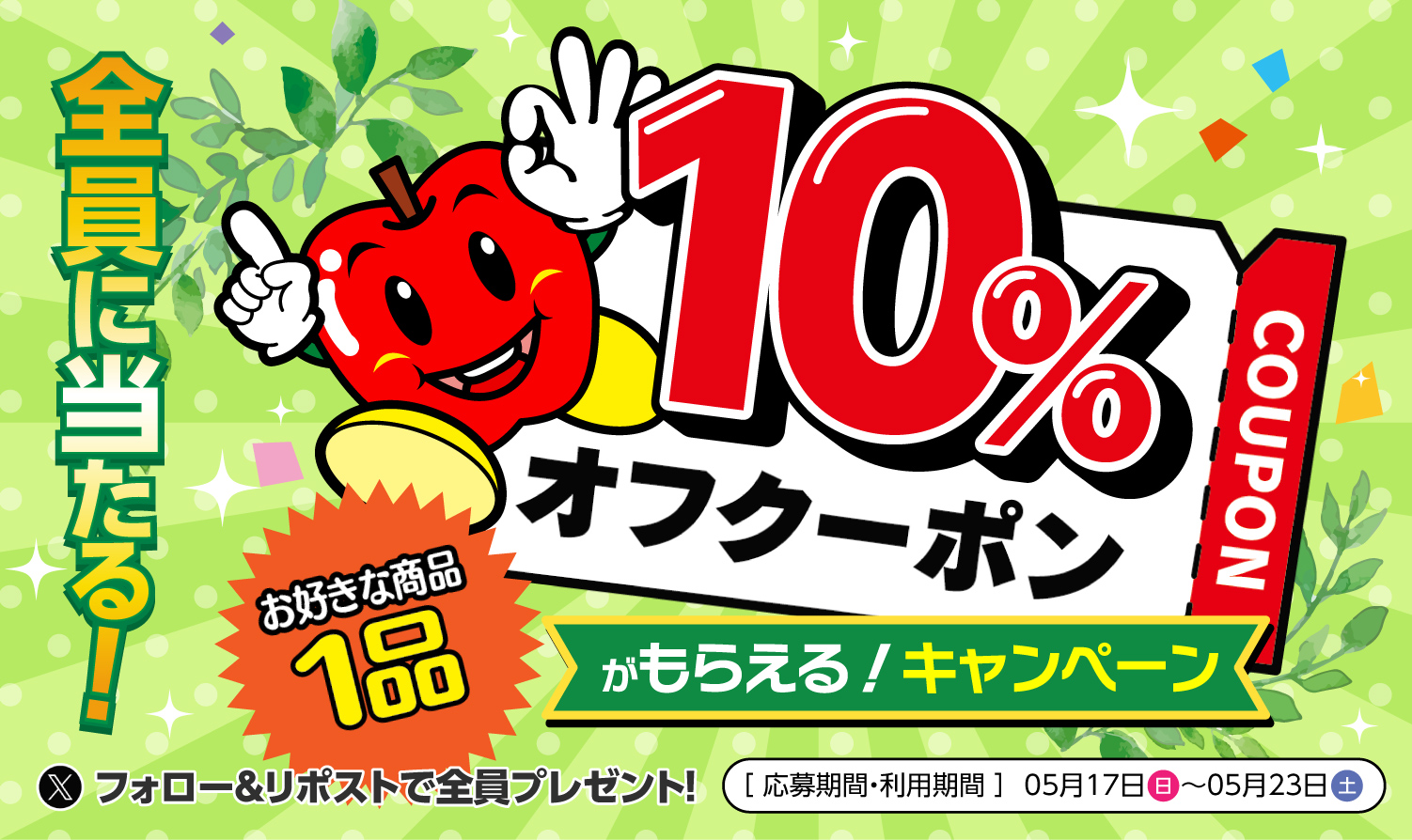 ドラモリ公式Xで10％OFFクーポン配布中！！